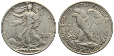 USA 1/2 Dollar 1943 o. Mzz. - Walking Liberty